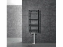 ECD Germany Toallero Eléctrico * Radiador de baño Calentador de Toallas Radiador 400 x 800 mm Antracita Recto con conexión Central Radiador Secadora Incl. Termostato con paso al suelo Gris antracita