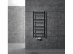 ECD Germany Toallero Eléctrico | Radiador de baño Calentador de Toallas Radiador 400 x 800 mm Antracita Recto con conexión Central Radiador Secadora Incl. Termostato con paso universal