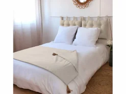 DECOSTAR Colcha, Edredón * Edredón Panama con borlas de yute Marfil