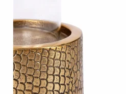 Bazar Bizar Portavelas Y Vela * El Portavelas Croco Con Cristal - Latón - L Dorado