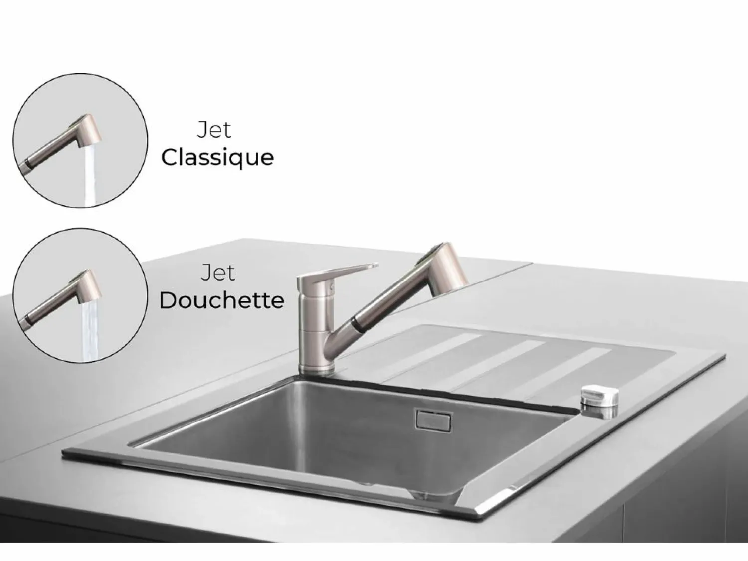 Embla grifo mezclador para fregadero con ducha extraíble acabado acero inoxidable < Essebagno Sale