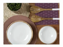 Aubry Gaspard Presentación Y Servicio * Ensaladera de mango y resina blanca Diámetro 25 cm Blanco