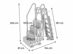 Escalera doble de piscina "Mario" con sistema de seguridad para niños < Habitat et jardin Outlet