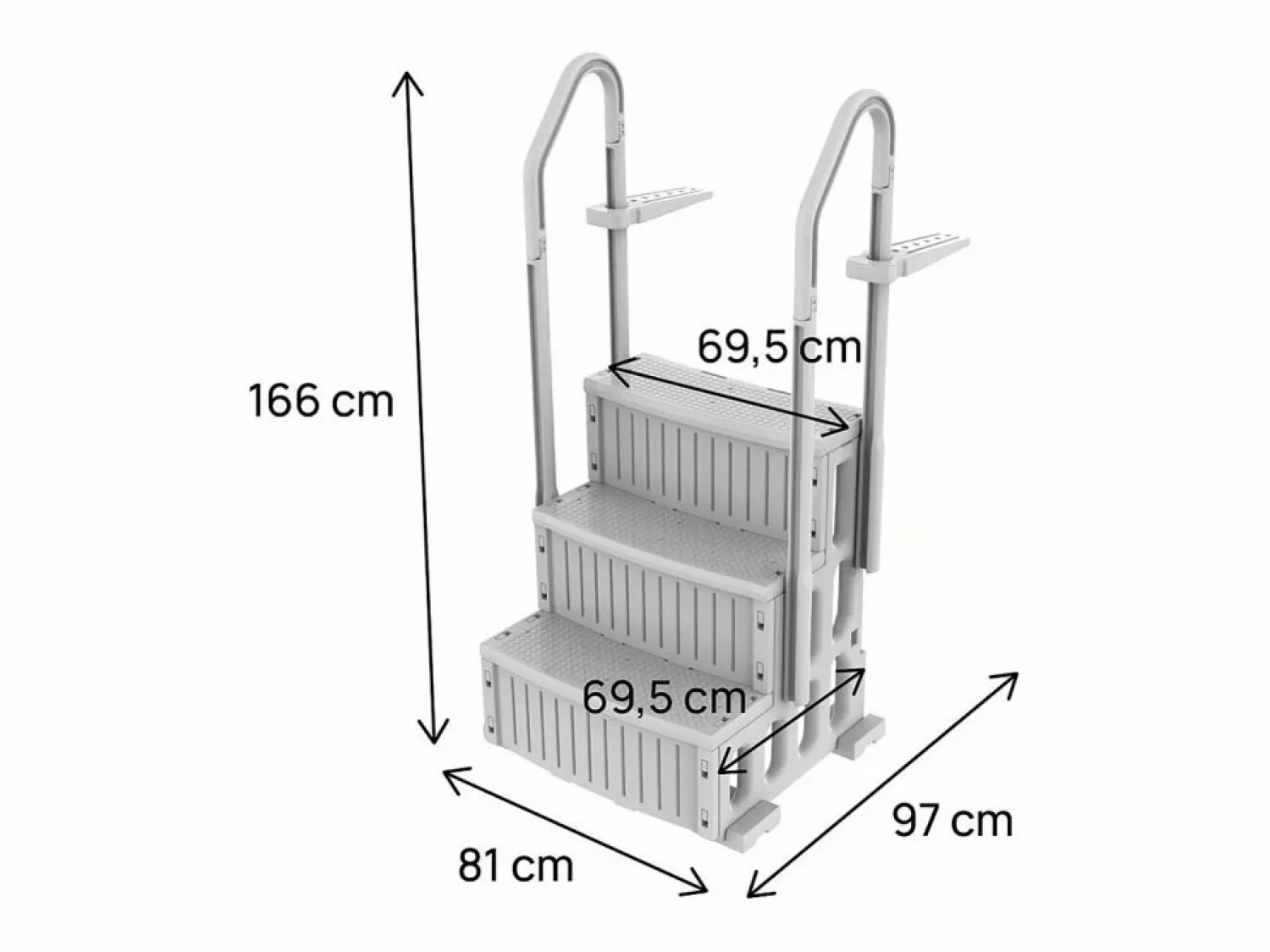 Habitat et jardin Accesorio Piscina | Escalera individual para piscina "Nathan" - 3 escalones - plástico