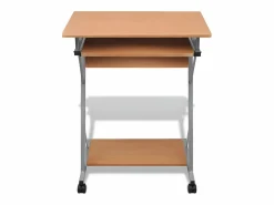 Clicnbuy Mesa De Ordenador * Escritorio compacto de ordenador con bandeja de teclado marrón Marru00f3n