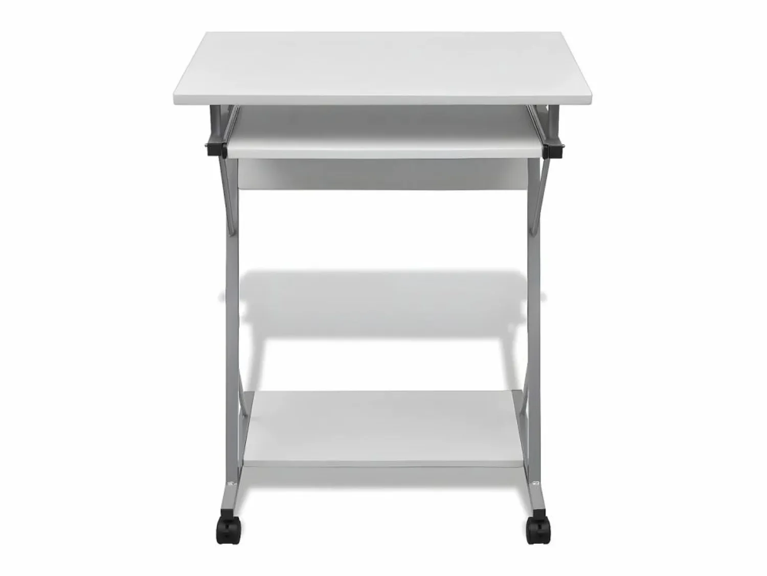 Clicnbuy Mesa De Ordenador * Escritorio compacto de ordenador con bandeja de teclado Blanco