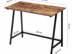 Escritorio de computadora "Mike" - 100 x 50 x 75 cm - Marrón rústico / negro < Habitat et jardin