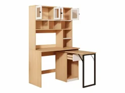 Escritorio de esquina extensible con tablero giratorio, gran espacio de almacenamiento integrado, en MDF natural claro - 110x55x180cm < Hauss Spole Clearance