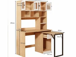 Escritorio de esquina extensible con tablero giratorio, gran espacio de almacenamiento integrado, en MDF natural claro - 110x55x180cm < Hauss Spole Clearance