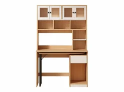Escritorio de esquina extensible con tablero giratorio, gran espacio de almacenamiento integrado, en MDF natural claro - 110x55x180cm < Hauss Spole Clearance