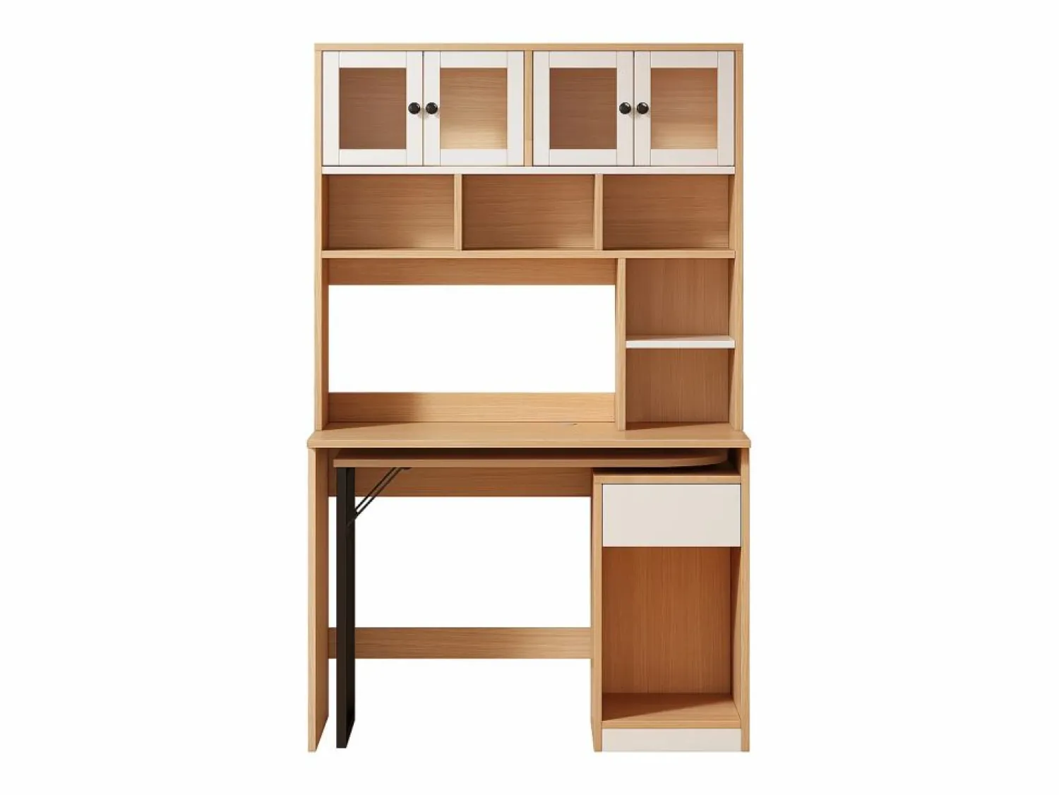 Escritorio de esquina extensible con tablero giratorio, gran espacio de almacenamiento integrado, en MDF natural claro - 110x55x180cm < Hauss Spole Clearance