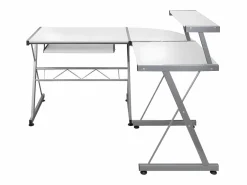 Clicnbuy Mesa De Ordenador * Escritorio de esquina madera contrachapada 132x112x99 cm Blanco