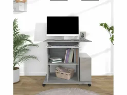 Clicnbuy Mesa De Ordenador * Escritorio de madera contrachapada Sonoma 80x50x75 cm Gris