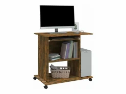 Clicnbuy Mesa De Ordenador | Escritorio de madera contrachapada roble ahumado 80x50x75 cm