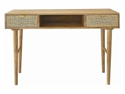 BERAH GETAH Consola Escritorio | Escritorio de madera de mango maciza y rejilla