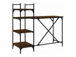 Clicnbuy Mesa De Ordenador | Escritorio de ordenador con estantes roble marrón 120x47x109 cm
