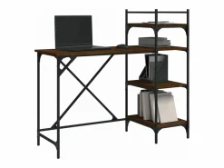 Clicnbuy Mesa De Ordenador | Escritorio de ordenador con estantes roble marrón 120x47x109 cm