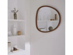 Espejo de madera de abeto decorativo de pared, 75cm nogal < Sweeek Outlet