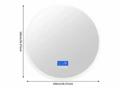 Accesorios De Cuarto De Baño|Espejo De Cuarto De Baño * Espejo de baño - 100*100 cm - con LED - Función antivaho - Visualización de tiempo/temperatura - Blanco
