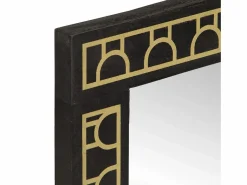 Accesorios De Cuarto De Baño|Espejo De Cuarto De Baño * Espejo de baño 50x70x2,5 cm madera maciza de mango y cristal Negro