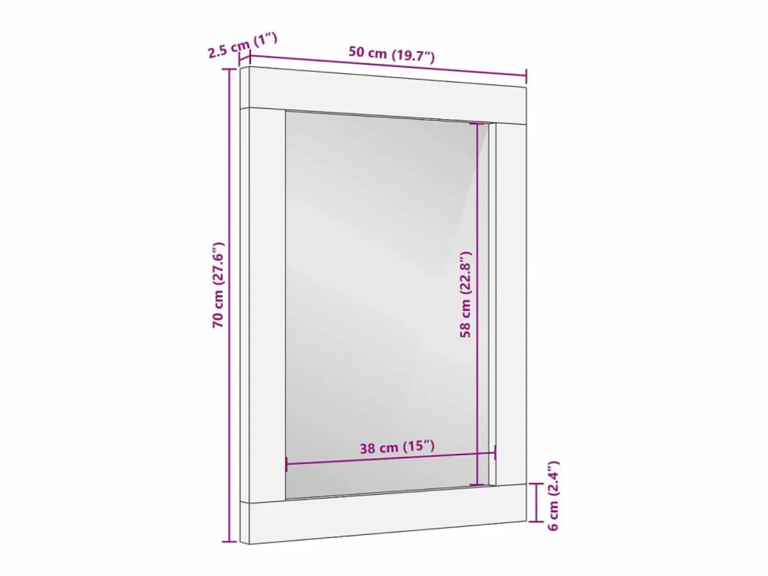 Accesorios De Cuarto De Baño|Espejo De Cuarto De Baño * Espejo de baño 50x70x2,5 cm madera maciza de mango y cristal Negro