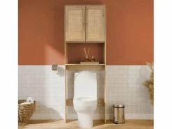 Estante mueble de wc decorada en madera y caña natural < Sweeek Hot