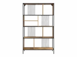 Estantería con 9 compartimentos de MDF y acero - Natural y Negro - LEMAVIA < Vente-unique Online