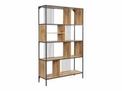 Estantería con 9 compartimentos de MDF y acero - Natural y Negro - LEMAVIA < Vente-unique Online