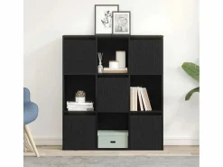 Clicnbuy Librería * Estantería de madera de ingeniería roble 89x24x101,5 cm Negro