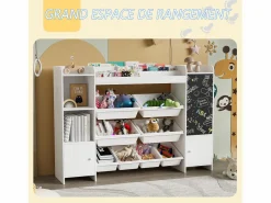 Accesorios De Almacenaje * Estantería infantil con 8 compartimentos y tablero de dibujo, color Blanco