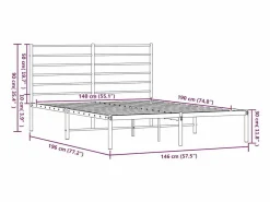 vidaxl Somier - 140X190Cm * Estructura cama sin colchón con cabecero metal 140x190 cm Negro