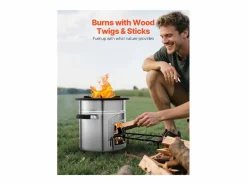 Barbacoa | Estufa de Camping Rocket SucceBuy, Estufa de Leña Portátil de Acero Inoxidable, con Bolsa de Transporte, Puerta Simple, Estufa Cohete para Cocina y Calefacción