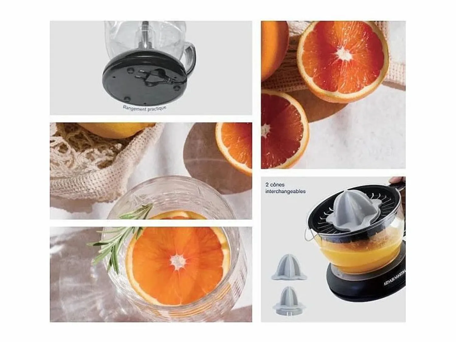 Exprimidor eléctrico AMPA07 700 ml con 2 conos y pico vertedor, 40W, piezas aptas para lavavajillas < Arthur Martin Discount