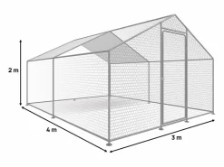 Gallinero 12 m² parque de malla metálica 4 x 3 x 2 M acero galvanizado < Habitat et jardin Clearance