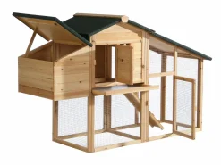 Vente-unique Cama De Animales De Compañía * Gallinero con cerca de madera - 4 gallinas - Ancho 173 x Prof. 64 x Alt. 108 - Natural - LEVAS Color natural claro