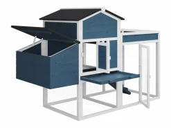 Vente-unique Cama De Animales De Compañía * Gallinero con valla y huerto - 4 gallinas - Alt. 109 cm - Azul y blanco CAMPORA Azul / Blanco