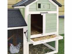Sweeek Cama De Animales De Compañía * Gallinero de madera con corral para 3 gallinas Verde