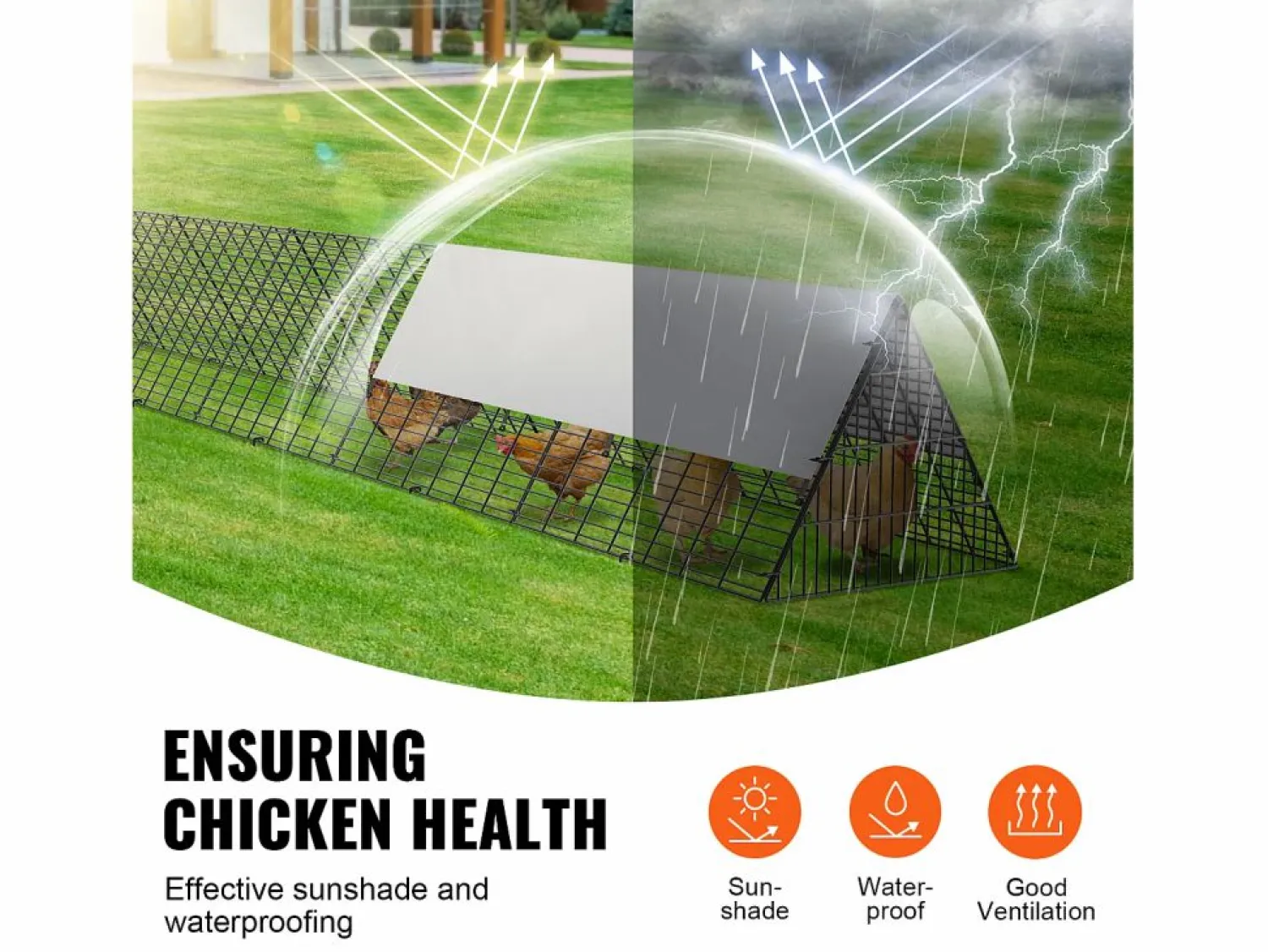 Cama De Animales De Compañía * Gallinero Portátil para Exteriores SucceBuy (600 × 400 × 61.5 cm) Negro