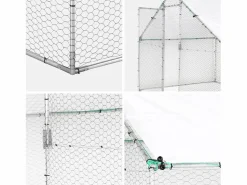 Gallinero y aviario de acero galvanizado gris et vert < Sweeek