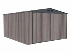 EXPERTLAND Garaje * Garaje de acero galvanizado efecto madera gris 15,1 m² NERON Gris antracita / Color natural oscuro