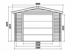 Garaje de madera - 19,26 m² - 2,58 x 5,38 x 2,53 m - 40 mm < Hot