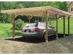 Garaje de madera "Carport Modular" - 19,96 m² - Techo plano - 6,06 x 5,06 m < Habitat et jardin Outlet