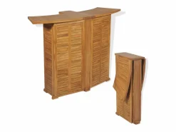 - Mesa de bar plegable de madera teca maciza 155x53x105 cm < Garden Furniture Discount