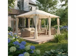 Gazebo de jardín 3x4m con cortinas crudo < Sweeek