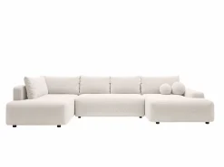 Gran sofá cama rinconera izquierda panorámico en tela texturizada DAVISO < Vente-unique Clearance