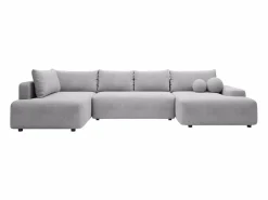 Gran sofá cama rinconera izquierda panorámico en tela texturizada DAVISO < Vente-unique Outlet