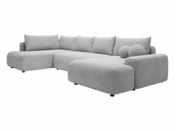 Gran sofá cama rinconera izquierda panorámico en tela texturizada DAVISO < Vente-unique Outlet