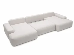 Gran sofá cama rinconera panorámico de 7 plazas en tela texturizada DAVISO < Vente-unique Clearance