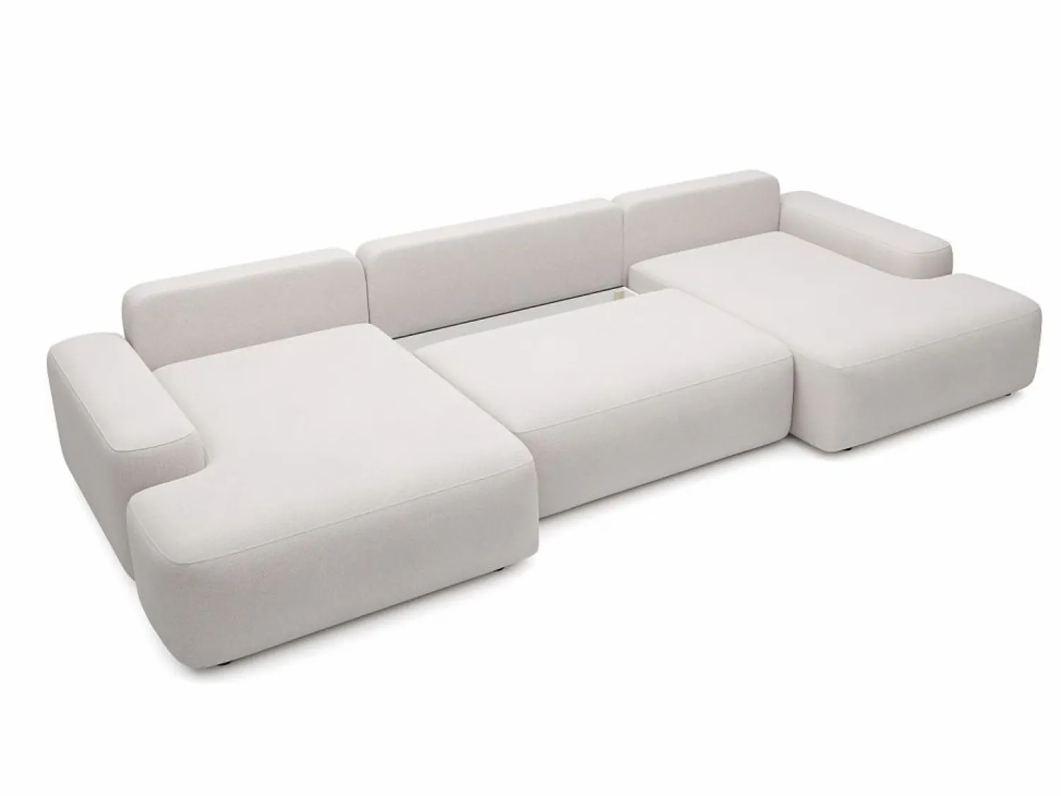 Gran sofá cama rinconera panorámico de 7 plazas en tela texturizada DAVISO < Vente-unique Clearance