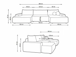 Gran sofá cama rinconera panorámico de 7 plazas en tela texturizada DAVISO < Vente-unique Clearance